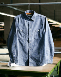 Unbranded UBS435 8.2oz Selvedge Chambray Work Shirt - Blue
