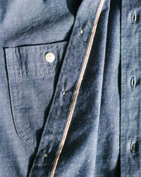 Unbranded UBS435 8.2oz Selvedge Chambray Work Shirt - Blue