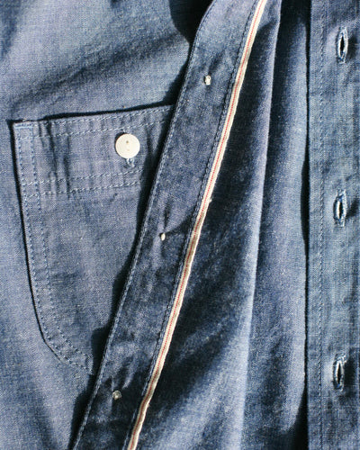 Unbranded UBS435 8.2oz Selvedge Chambray Work Shirt - Blue