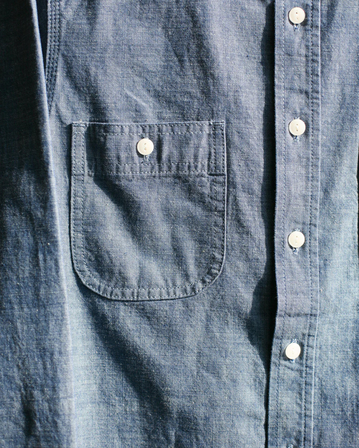 Unbranded UBS435 8.2oz Selvedge Chambray Work Shirt - Blue