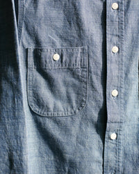 Unbranded UBS435 8.2oz Selvedge Chambray Work Shirt - Blue