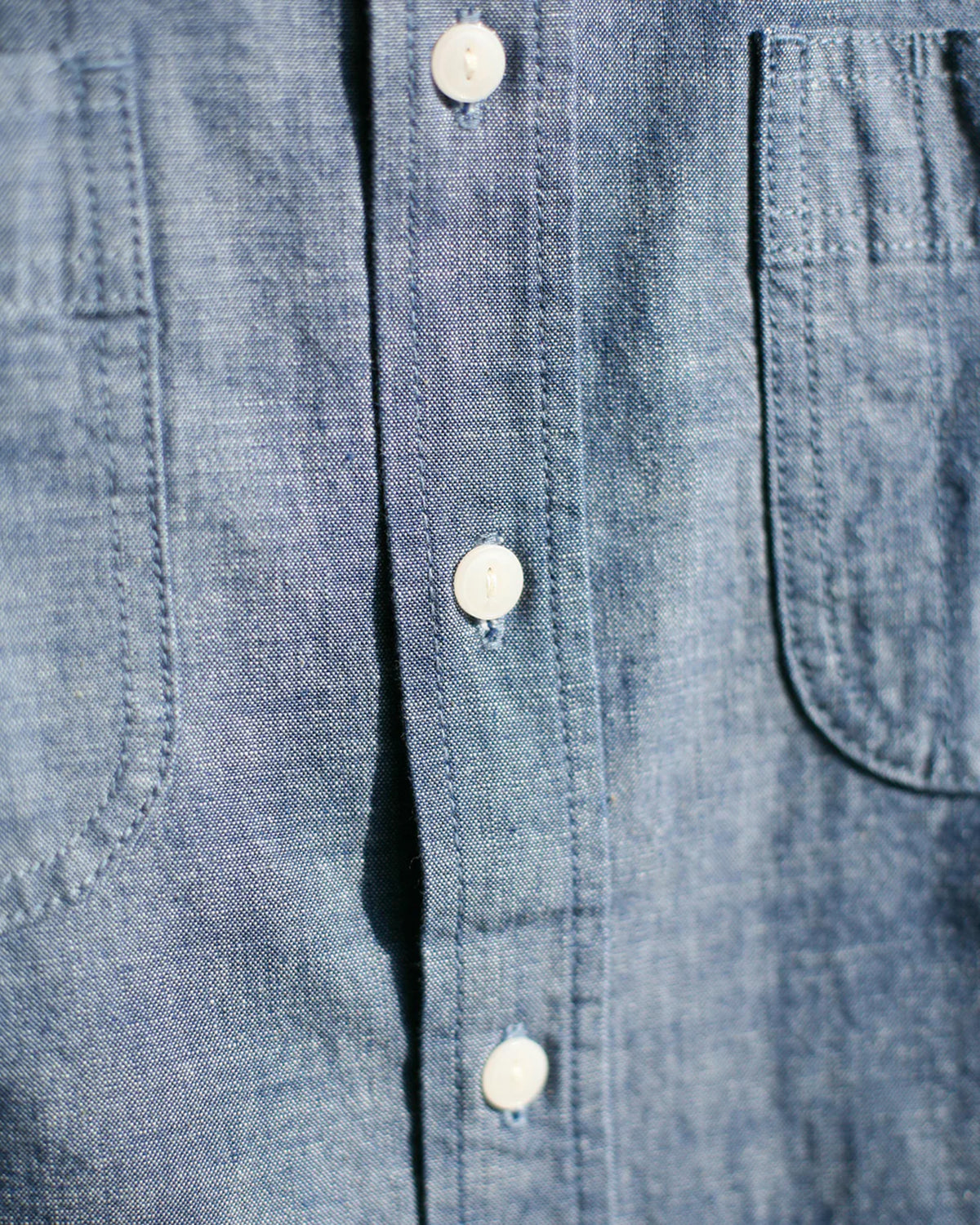Unbranded UBS435 8.2oz Selvedge Chambray Work Shirt - Blue