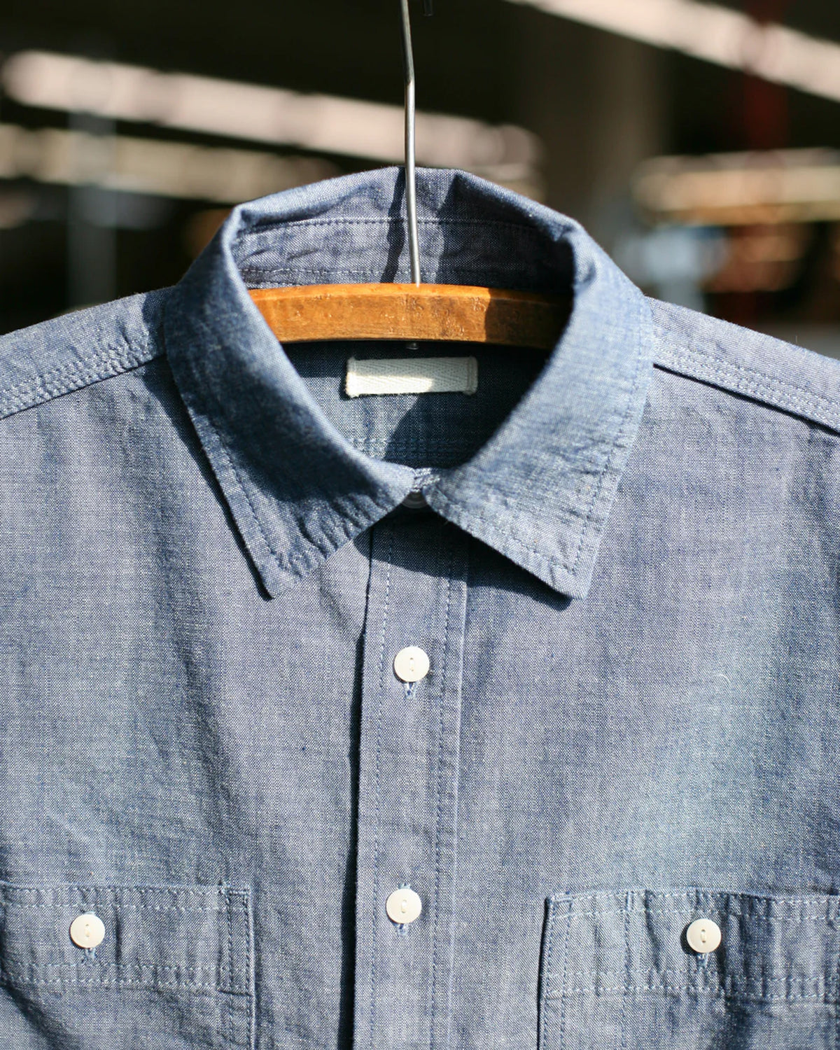 Unbranded UBS435 8.2oz Selvedge Chambray Work Shirt - Blue
