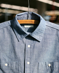 Unbranded UBS435 8.2oz Selvedge Chambray Work Shirt - Blue