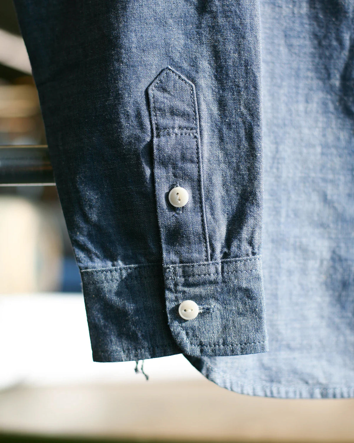 Unbranded UBS435 8.2oz Selvedge Chambray Work Shirt - Blue