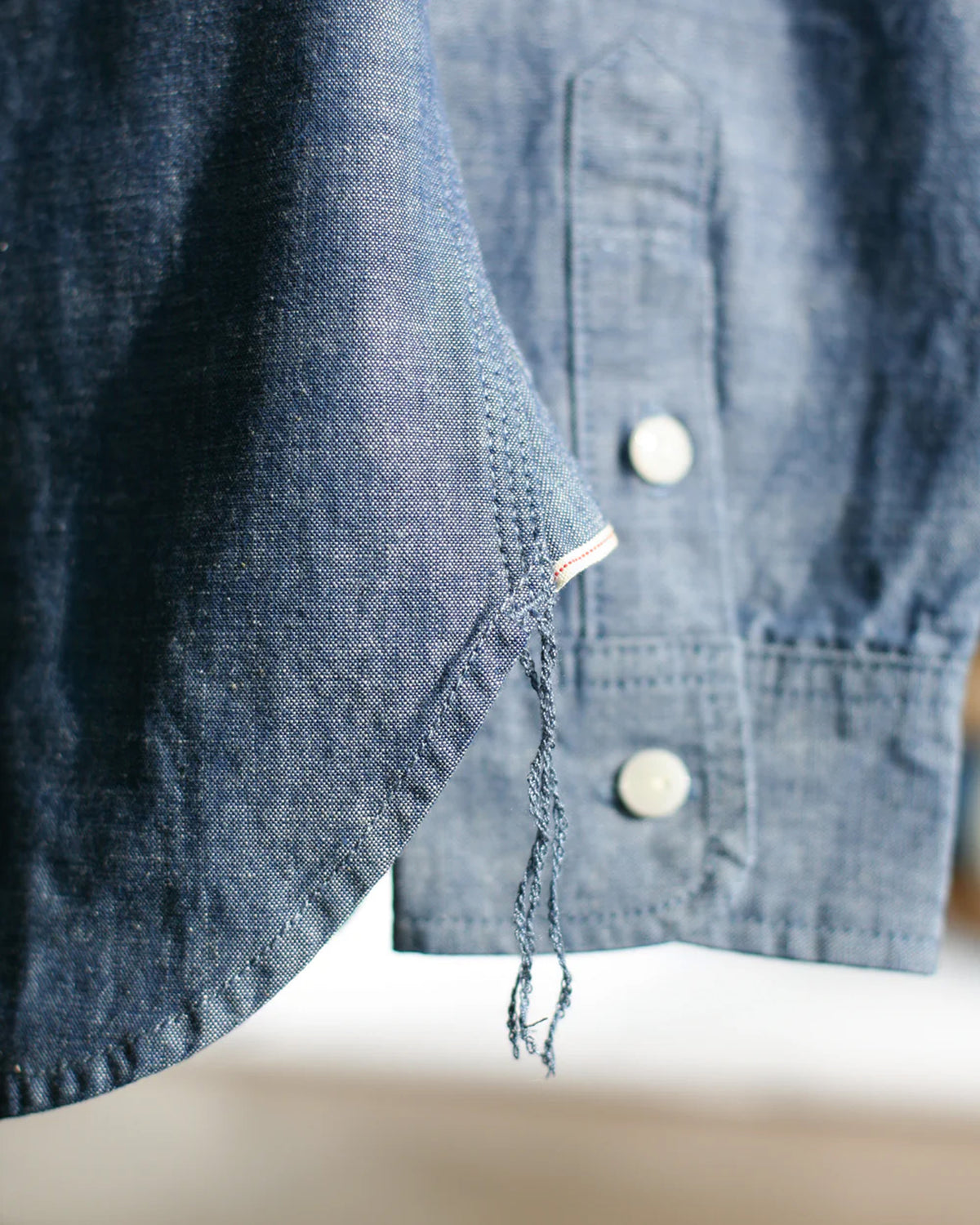 Unbranded UBS435 8.2oz Selvedge Chambray Work Shirt - Blue