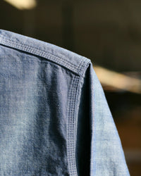 Unbranded UBS435 8.2oz Selvedge Chambray Work Shirt - Blue