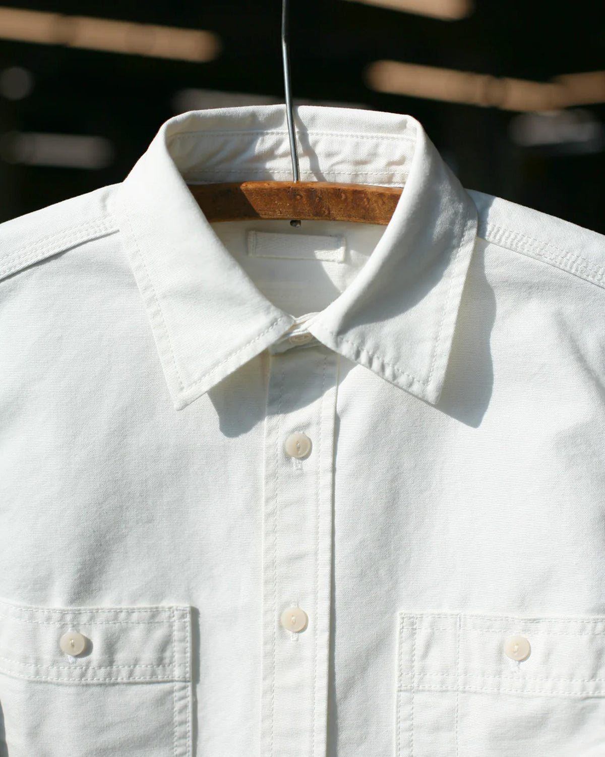 Unbranded UBS434 9oz Selvedge Oxford Work Shirt - White | The Unbranded Brand Shirts | JEANSTORE