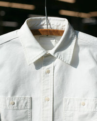 Unbranded UBS434 9oz Selvedge Oxford Work Shirt - White | The Unbranded Brand Shirts | JEANSTORE