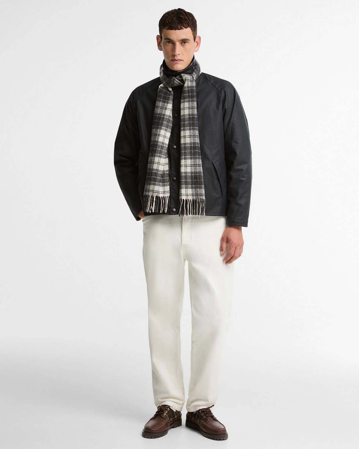 Barbour Heritage Tartan Lambswool Scarf - Monochrome Tartan
