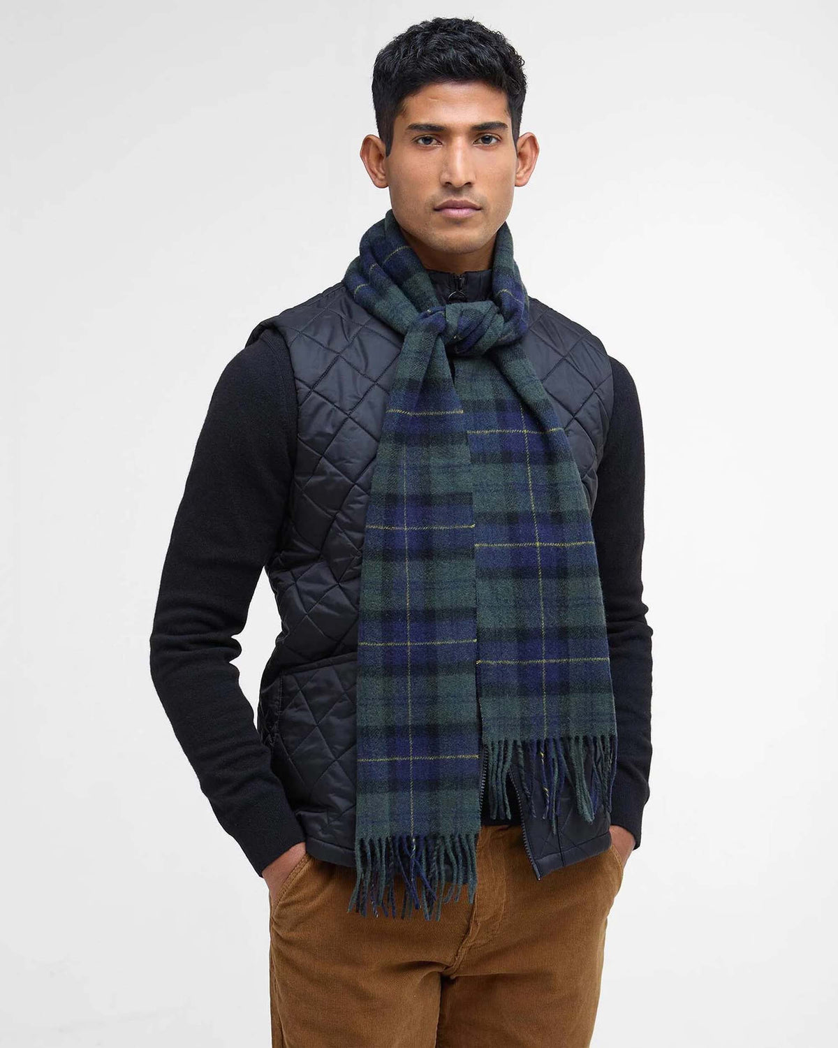 Barbour Heritage Tartan Lambswool Scarf - Olive Night Tartan