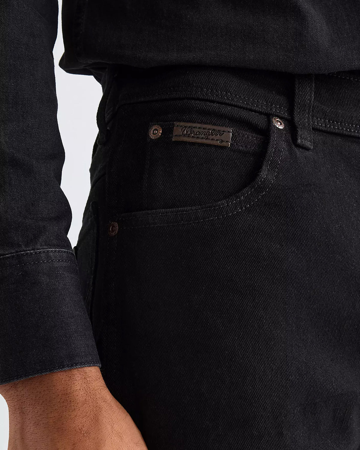 Wrangler Texas Stretch Authentic Straight Mens Jeans - Black | Wrangler Jeans | JEANSTORE