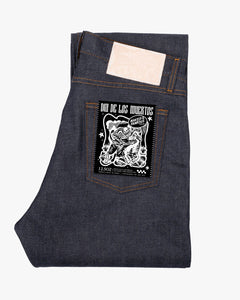 Naked & Famous Denim True Guy Regular Straight Mens Jeans - Dia De Los Muertos Selvedge