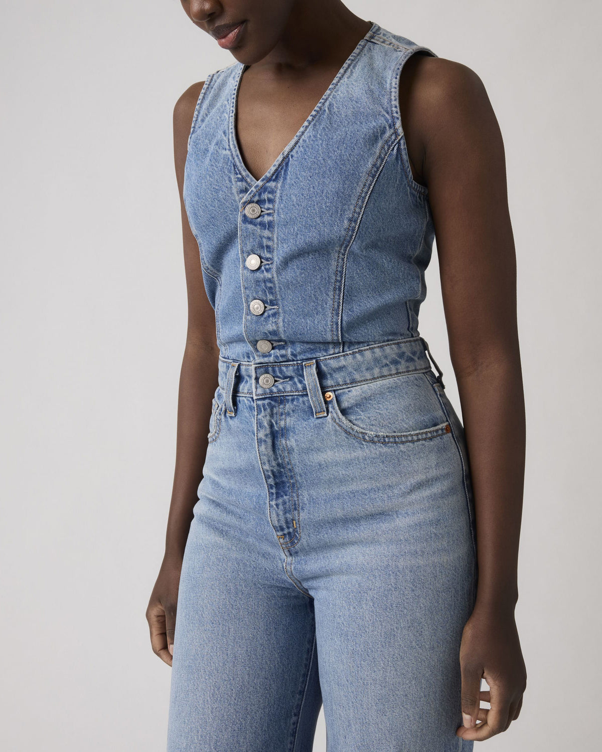 Levi's® Womens Denim Vest Wide Leg Jumpsuit - Own It | Levi's® Bibs & Overalls | JEANSTORE