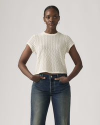 Levi's® Womens Fiona Flower Lace Tee - Egret