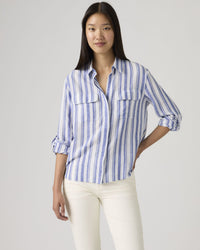 Levi's® Womens Elaine Utility Shirt - Bold Stripe Blue | Levi's® Shirts | JEANSTORE