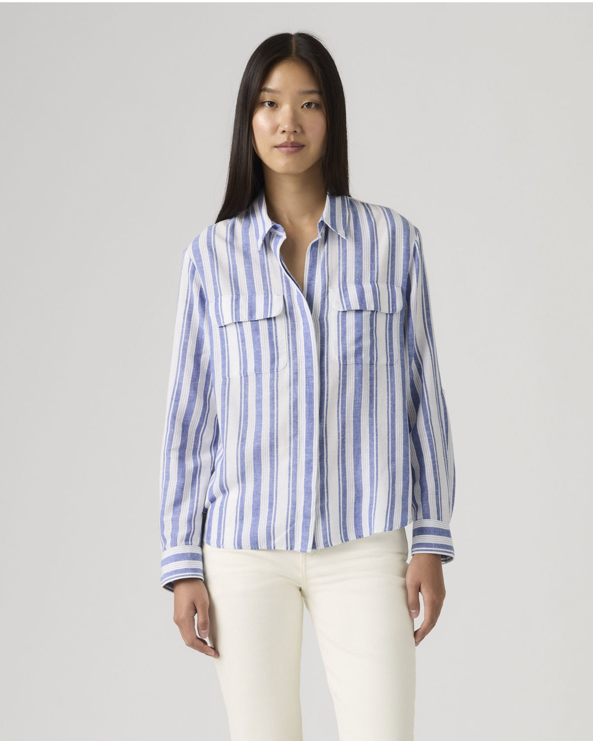 Levi's® Womens Elaine Utility Shirt - Bold Stripe Blue | Levi's® Shirts | JEANSTORE