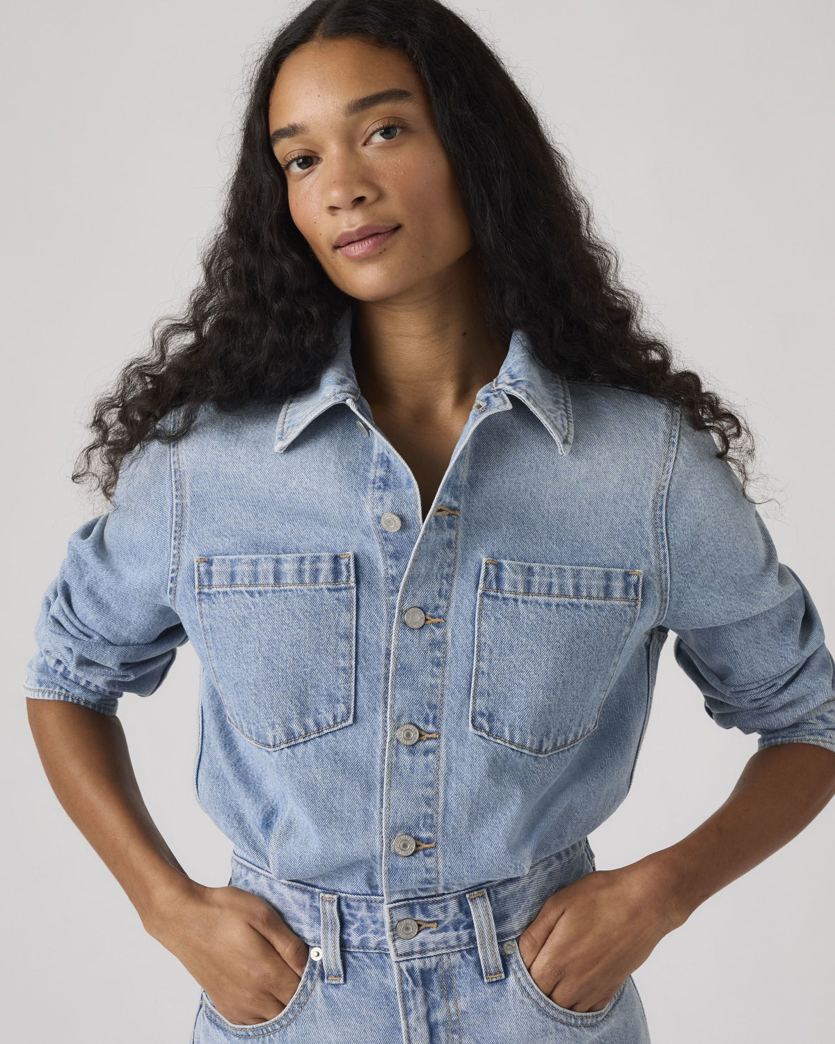 Levi's® Womens Long Sleeve A-Line Western Dress - Pricey Icey