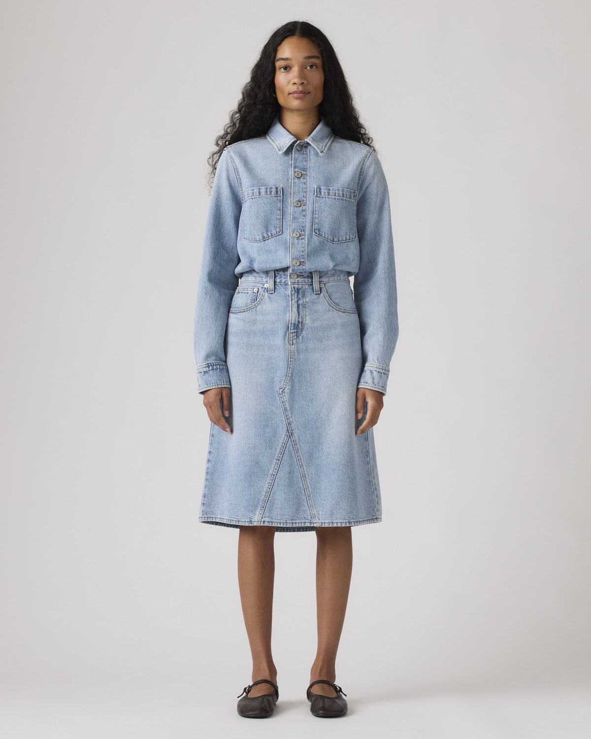 Levi's® Womens Long Sleeve A-Line Western Dress - Pricey Icey