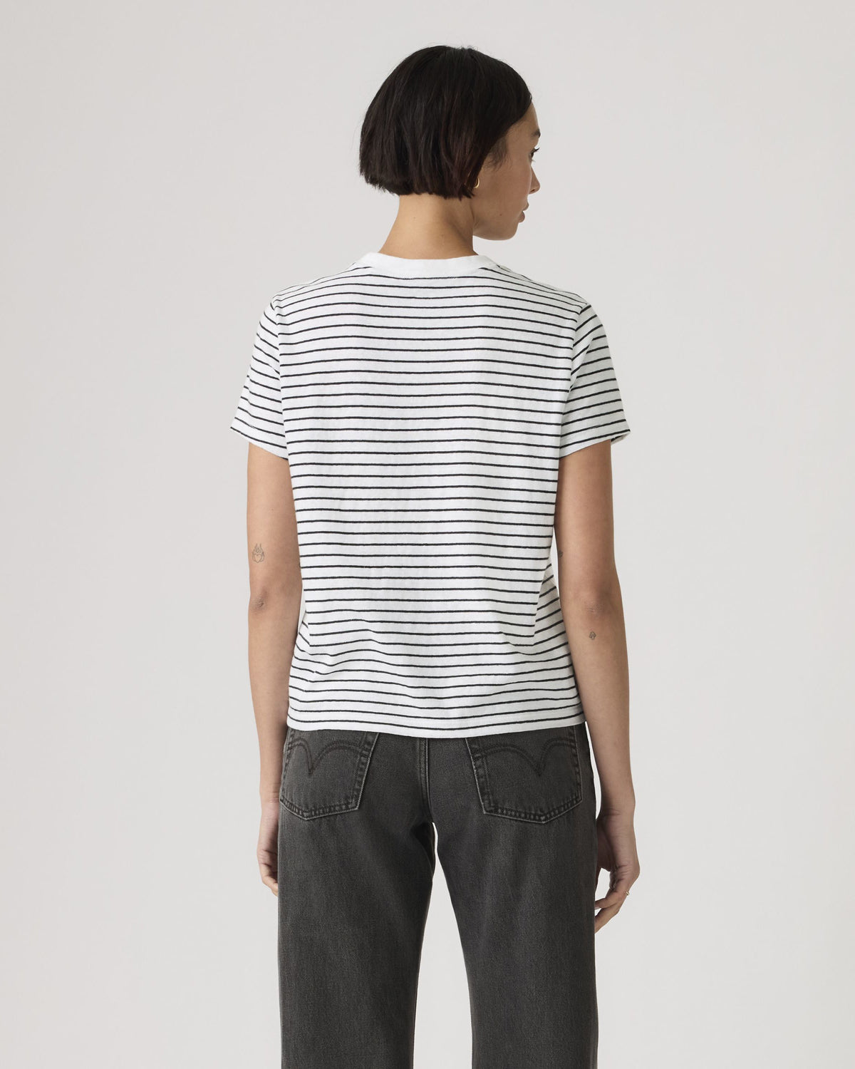 Levi's® Womens Favorite Slub Tee - Golf Course Stripe Bright White / Anthracite Night | Levi's® T Shirts | JEANSTORE