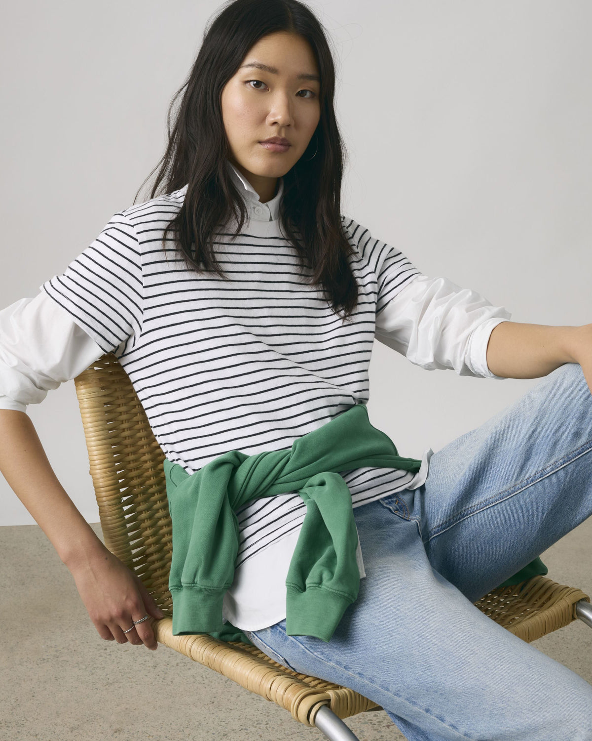 Levi's® Womens Favorite Slub Tee - Golf Course Stripe Bright White / Anthracite Night | Levi's® T Shirts | JEANSTORE