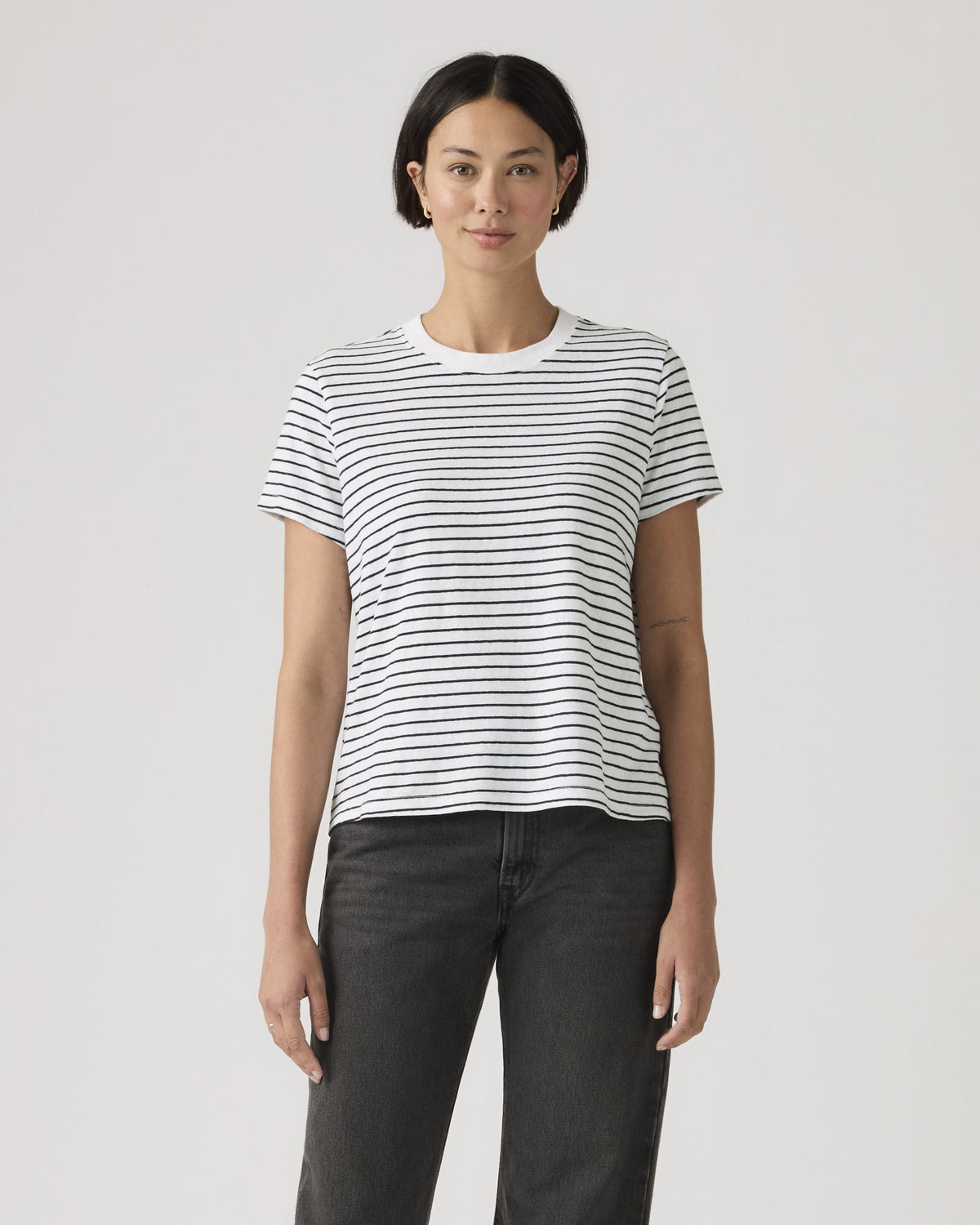 Levi's® Womens Favorite Slub Tee - Golf Course Stripe Bright White / Anthracite Night | Levi's® T Shirts | JEANSTORE