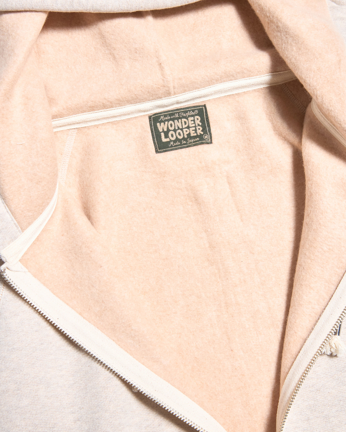 Wonder Looper Fleeced Foxfibre® Zip Hoodie - Oatmeal | Wonder Looper Sweaters & Knitwear | JEANSTORE