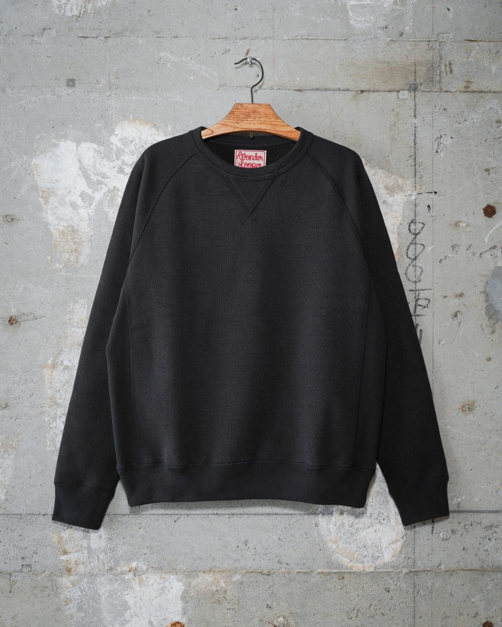 Wonder Looper 876gsm Double Heavyweight French Terry Pullover Crew Neck - Sumi Black | Wonder Looper Sweaters & Knitwear | JEANSTORE