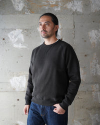 Wonder Looper 876gsm Double Heavyweight French Terry Pullover Crew Neck - Sumi Black | Wonder Looper Sweaters & Knitwear | JEANSTORE