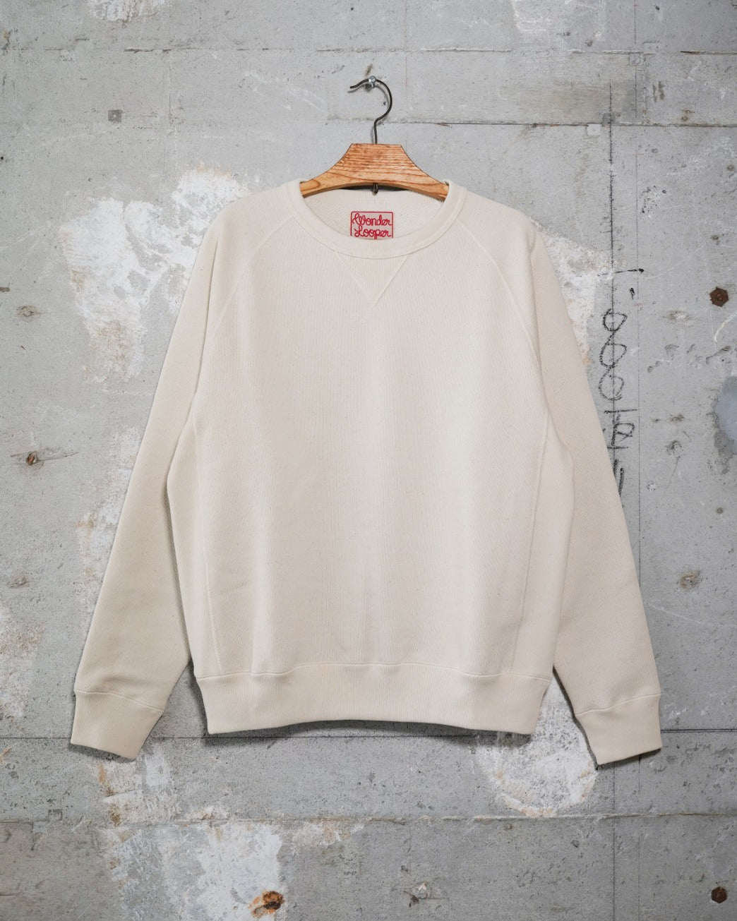 Wonder Looper 876gsm Double Heavyweight French Terry Pullover Crew Neck - Ecru | Wonder Looper Sweaters & Knitwear | JEANSTORE