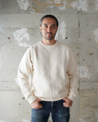 Wonder Looper 876gsm Double Heavyweight French Terry Pullover Crew Neck - Ecru | Wonder Looper Sweaters & Knitwear | JEANSTORE