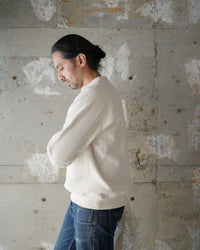 Wonder Looper 876gsm Double Heavyweight French Terry Pullover Crew Neck - Ecru | Wonder Looper Sweaters & Knitwear | JEANSTORE
