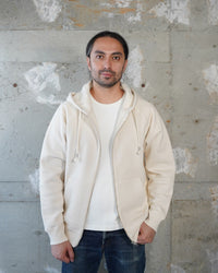 Wonder Looper 876gsm Double Heavyweight French Terry Zip Hoodie - Ecru