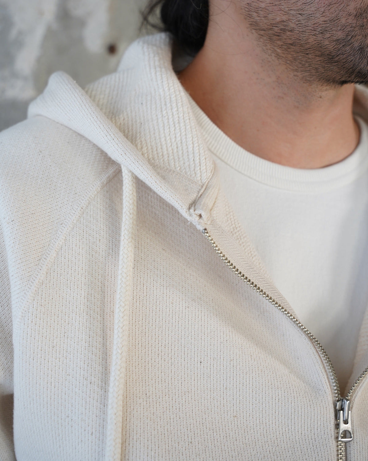Wonder Looper 876gsm Double Heavyweight French Terry Zip Hoodie - Ecru