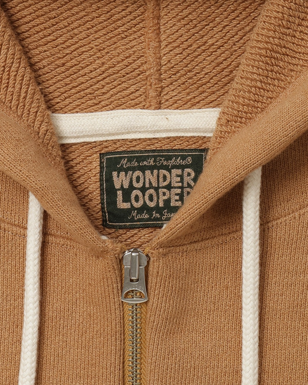 Wonder Looper 825gsm Double Heavyweight French Terry Foxfibre® Zip Hoodie - Coyote 80