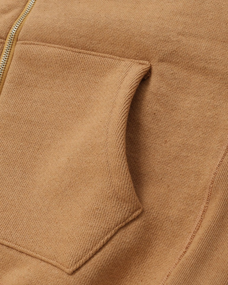 Wonder Looper 825gsm Double Heavyweight French Terry Foxfibre® Zip Hoodie - Coyote 80