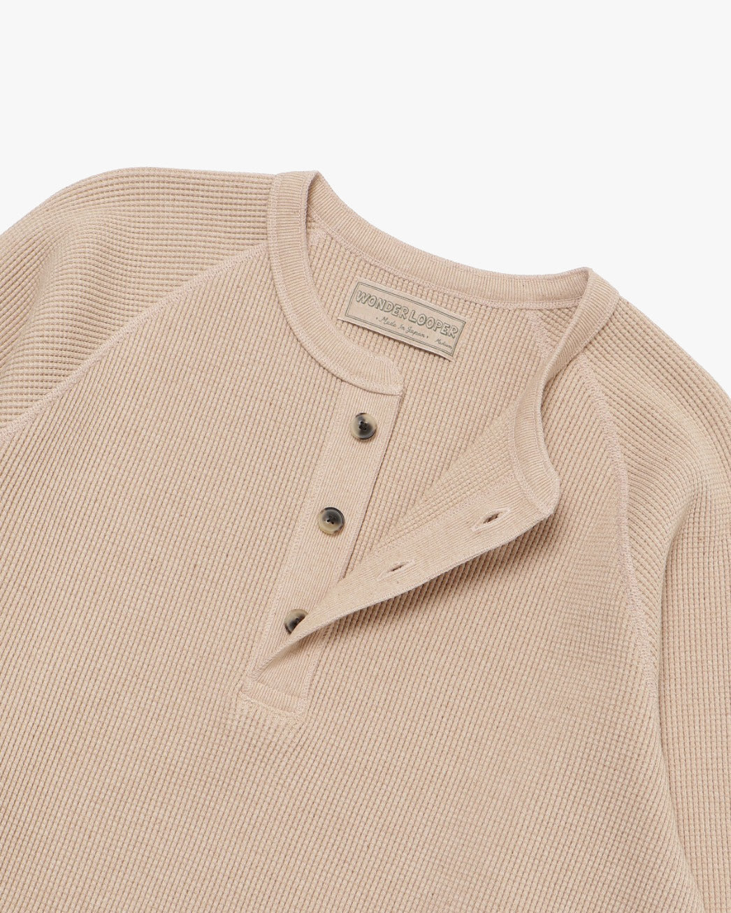 Wonder Looper Foxfibre® Heavyweight Waffle Henley - Coyote 15 | Wonder Looper T Shirts | JEANSTORE