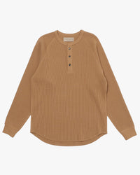 Wonder Looper Foxfibre® Heavyweight Waffle Henley - Coyote 70