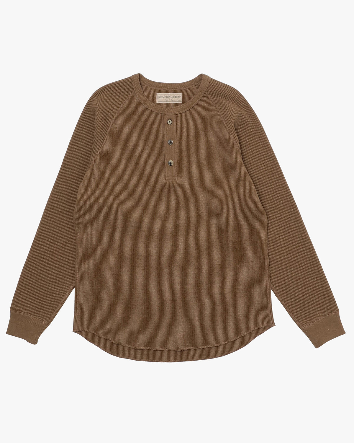 Wonder Looper Iron Mordant Foxfibre® Heavyweight Waffle Henley - Coyote 80 | Wonder Looper T Shirts | JEANSTORE