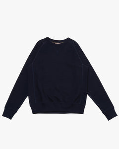 Wonder Looper Pullover Crewneck - Real Indigo Blanket Striped French Terry