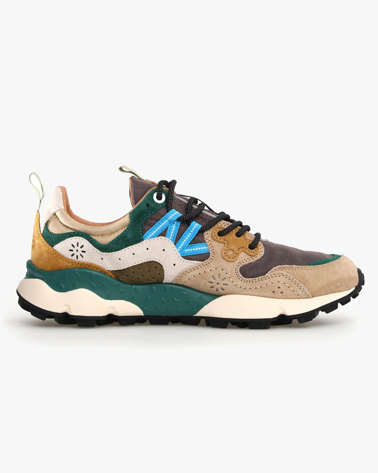 Flower Mountain Yamano 3 Suede & Cordura - Taupe / White / Green | Flower Mountain Trainers | JEANSTORE