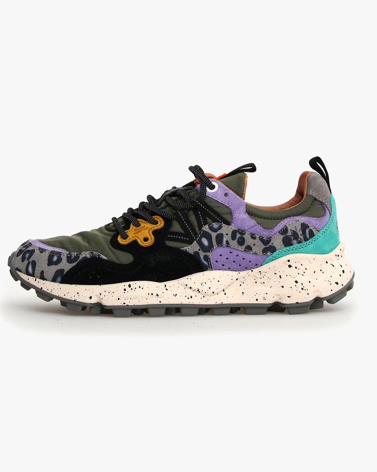 Flower Mountain Yamano 3 Suede Print & Nylon - Militare / Light Green / Yellow