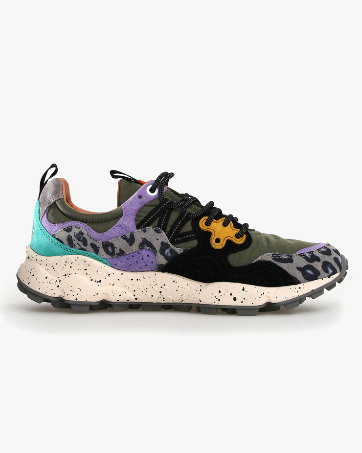 Flower Mountain Yamano 3 Suede Print & Nylon - Militare / Light Green / Yellow