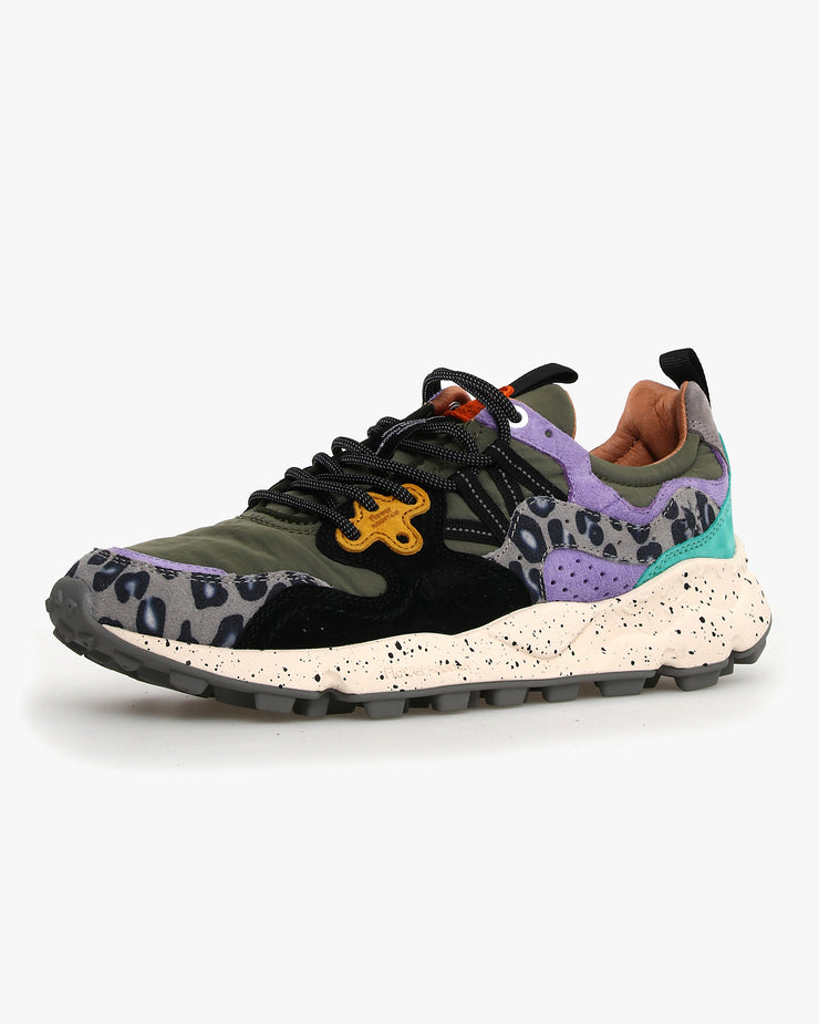 Flower Mountain Yamano 3 Suede Print & Nylon - Militare / Light Green / Yellow