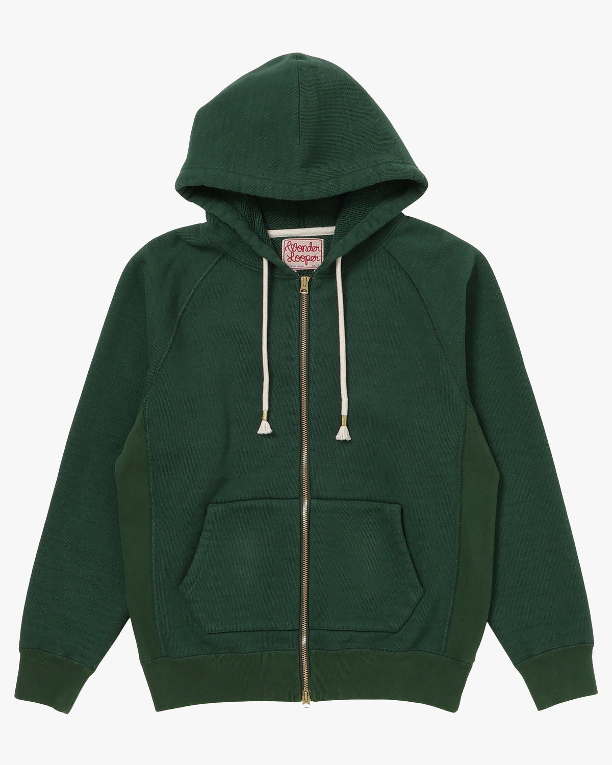 Wonder Looper 876gsm Double Heavyweight French Terry Zip Hoodie - Racing Green