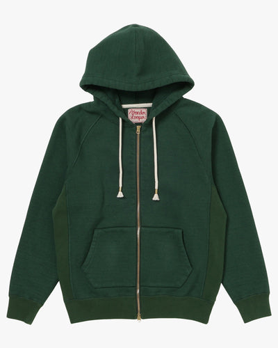 Wonder Looper 876gsm Double Heavyweight French Terry Zip Hoodie - Racing Green