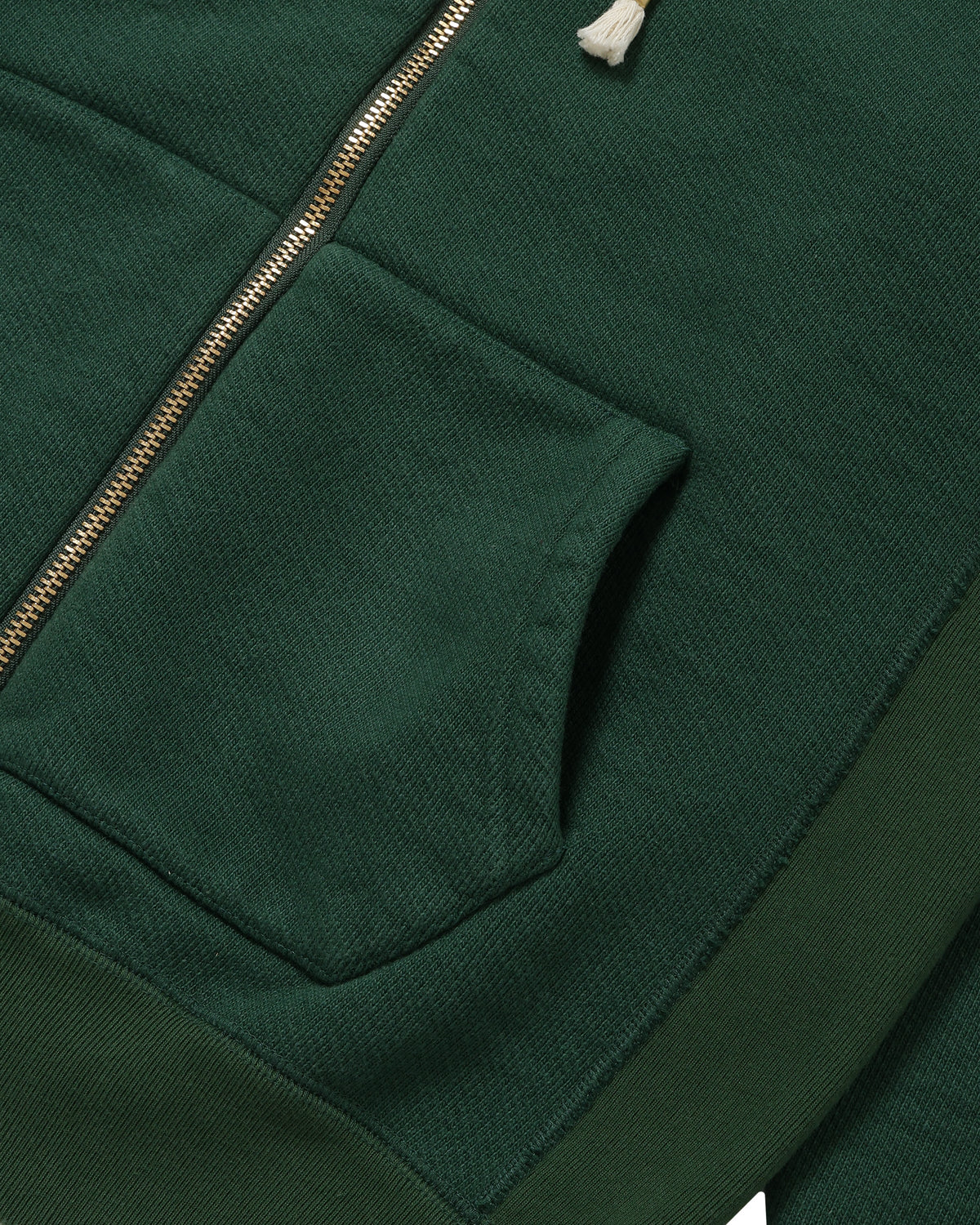 Wonder Looper 876gsm Double Heavyweight French Terry Zip Hoodie - Racing Green
