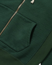 Wonder Looper 876gsm Double Heavyweight French Terry Zip Hoodie - Racing Green