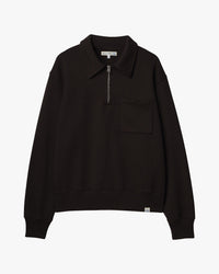 Merz b. Schwanen ZIP03 Polo Collared Half-Zip Cotton Sweatshirt - Espresso
