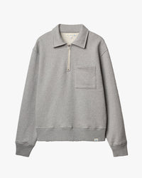 Merz b. Schwanen ZIP03 Polo Collared Half-Zip Cotton Sweatshirt - Grey Melange